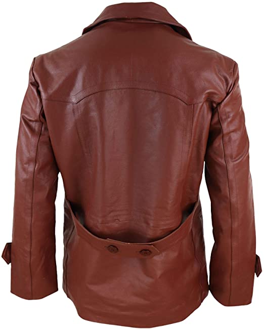 Infinity Mens 3/4 Double Breasted Real Leather Dr Who Kreigsmarine Uboat Jacket