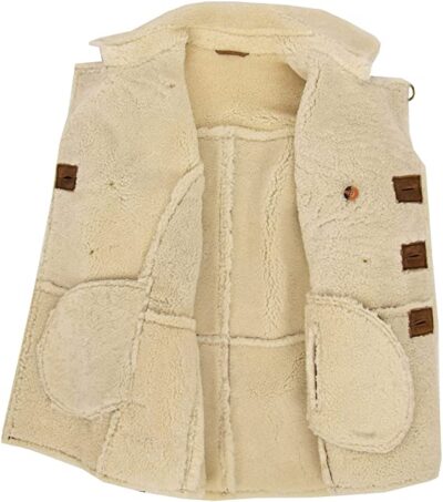 Mens Real Sheepskin Jacket Double Breasted Peacoat Reefer Theo
