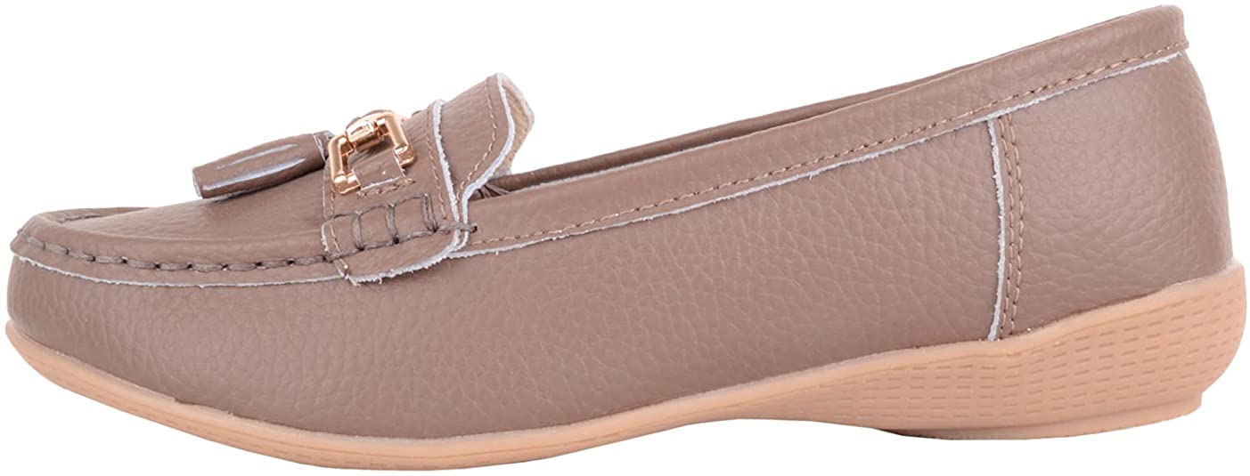 Womens Slip On Casual Leather Loafer/Deck/Boat Shoes/Sandals