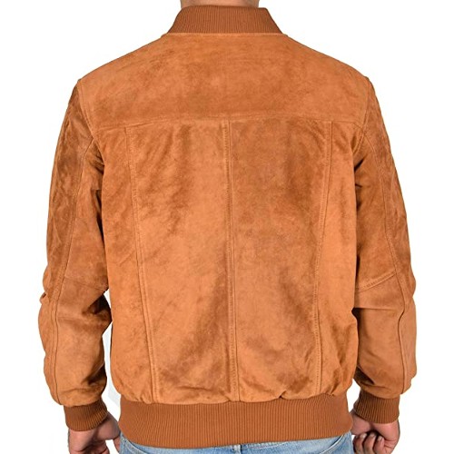 A1 FASHION GOODS Mens Real TAN Suede Bomber Leather Jackets