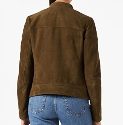 BOSS Womens C Saflima biker suede leather jacket