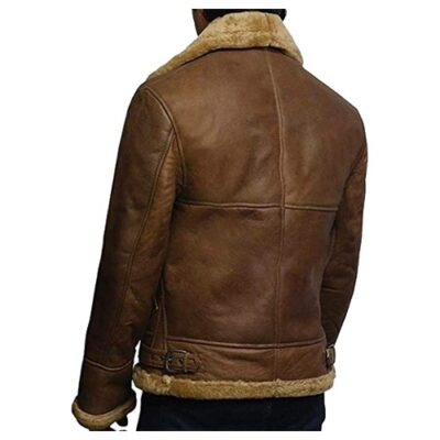 BRANDSLOCK MEN GENUINE SHEARLING SHEEPSKIN LEATHER JACKET