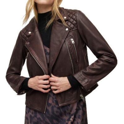 Chiara Women's Distressed Biker Leather Jacket