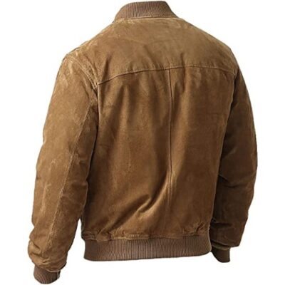 Classyak Men's Suede Leather Bomber Jacket