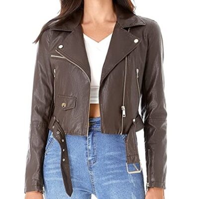 DIASHINY Faux Leather Bikers Jacket For Women