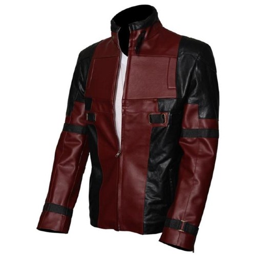 Deadpool Ryan Reynolds Maroon and Black Leather Jacket