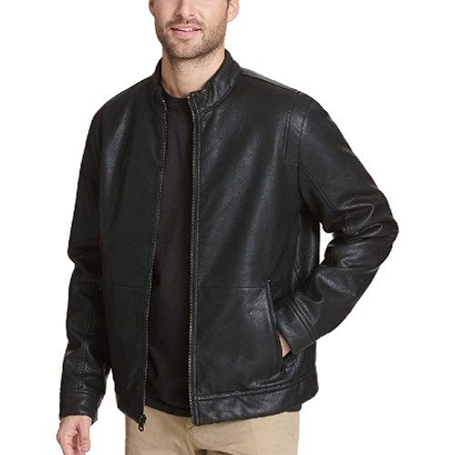 Dockers Men's Faux Leather Racer Jacket - Real Leather Garments