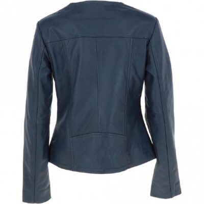 Griff: Women's Navy Biker Leather Jacket