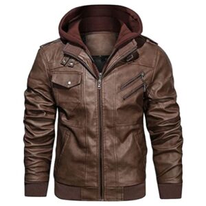 Hood Crew Men’s PU Faux Leather Bomber Jacket