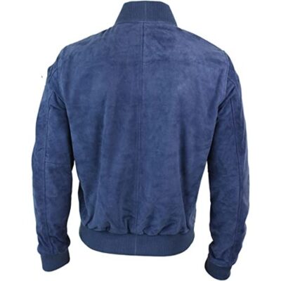 Infinity Mens Real Suede Leather Varsity Bomber Jacket