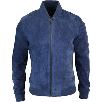 Infinity Mens Real Suede Leather Varsity Bomber Jacket