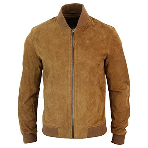 Infinity Mens Real Suede Leather Varsity Bomber Jacket