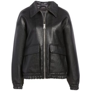 Karine: Women's Faux Bomber Leather Jacket