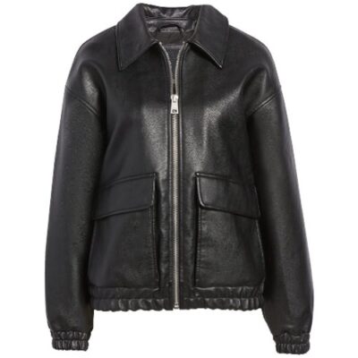 Karine Women's Faux Bomber Leather Jacket