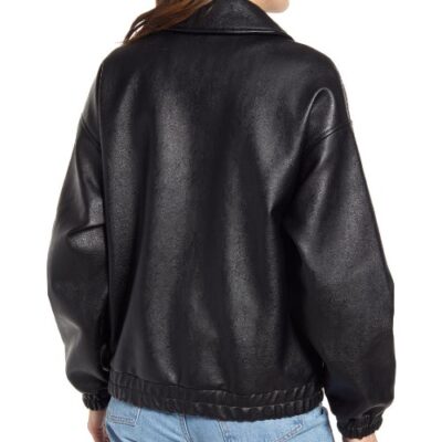 Karine: Women's Faux Bomber Leather Jacket