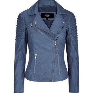 Ladies Genuine Leather Slim Fit Biker Jacket