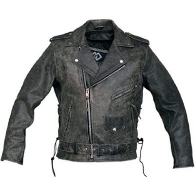 Marlon Brando Mens Stonewash Distressed Vintage Leather Jacket