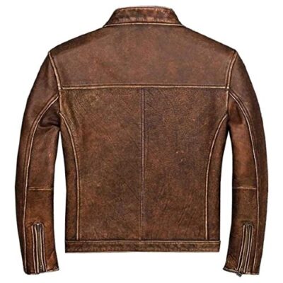 Mens Biker Cafe Racer Vintage Distressed Leather Jacket