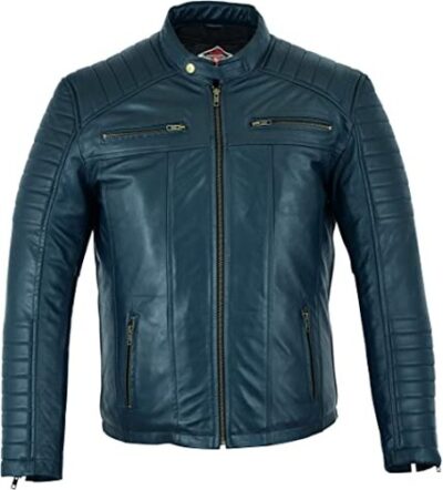 Mens Casual Leather Jacket - Real Genuine Soft Touch Sheepskin Biker Motorcycle Style Leather Coat - Texpeed
