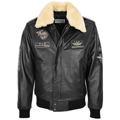 MENS REAL LEATHER BOMBER JACKET AVIATOR STYLE PILOT-N