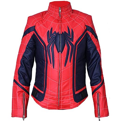 Men's Spider Logo Racer Leather Jacket