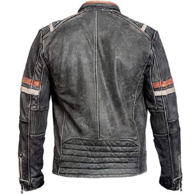 Men's Vintage Retro Biker Distressed Cafe Racer Leather Jacket