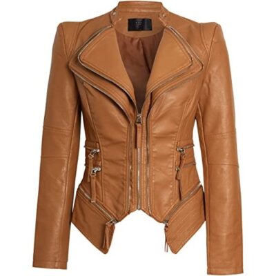 SS7 Womens Faux Leather Biker Jacket