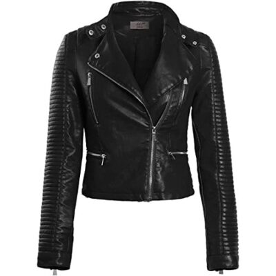 SS7 Womens Faux Leather Biker Jacket
