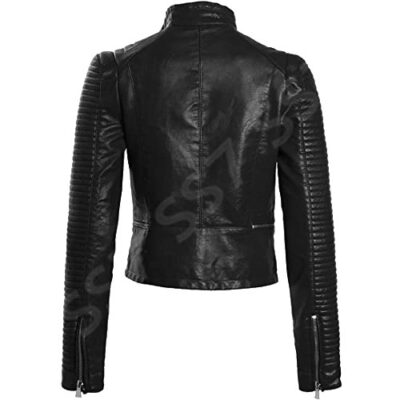 SS7 Womens Faux Leather Biker Jacket