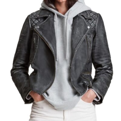 Seehorn Women's Distressed Leather Jacket