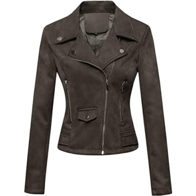 Tanming Women's Faux Suede Leather Jacket