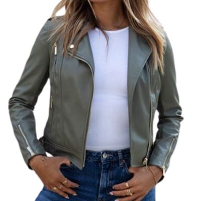 Spears Women's Faux Leather Biker Jacket