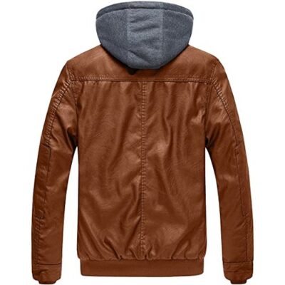 Wantdo Men's Casual Motorcycle Bomber Faux Leather Jacket