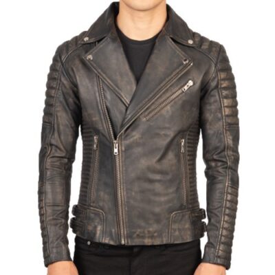 Banderas Men's Distressed Brown Leather Jacket