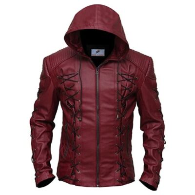 Figura Fashionz DC Green Arrow Red Roy Harper Genuine Faux Leather Jacket