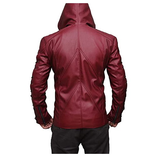 Figura Fashionz DC Green Arrow Red Roy Harper Genuine Faux Leather Jacket