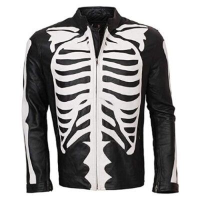 Halloween Cosplay Mens Skeleton Jacket, Café Racer Biker