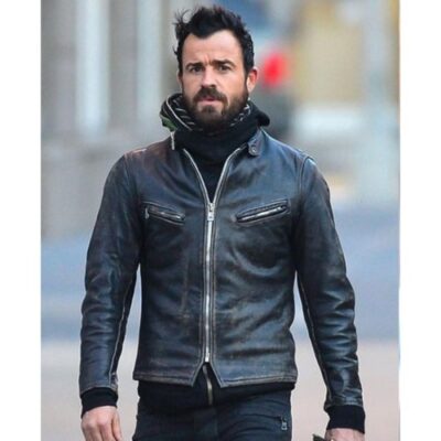 Justin Theroux Black Bikers Leather Jacket