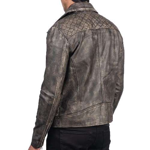Laurence Men's Quilted Biker Leather Jacket