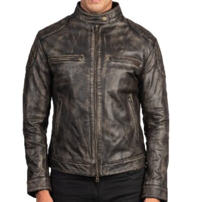 Banderas Men's Distressed Brown Leather Jacket