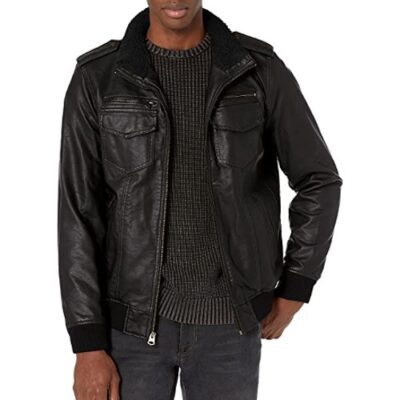 Levi's Men's Faux Leather Sherpa Lined Aviator Bomber Jacket