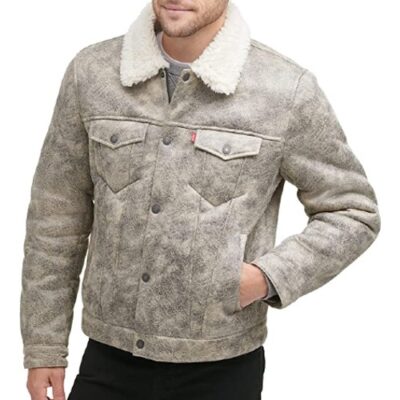 Levi's Men's Faux Leather Sherpa Lined Trucker Jacket