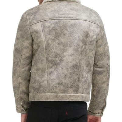 Levi's Men's Faux Leather Sherpa Lined Trucker Jacket