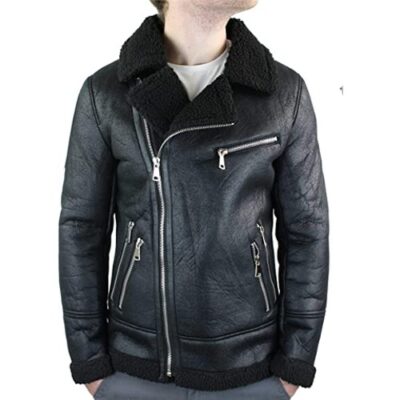 Men Shearling Sheepskin Faux Fur B3 Flying Jacket