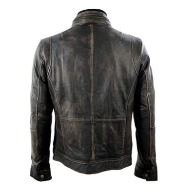 Mens Vintage Cafe Racer Distressed Retro Biker Genuine Leather Jacket