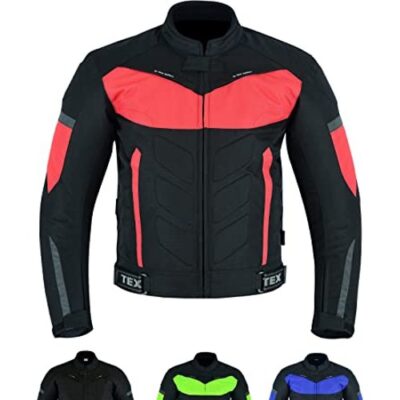 Men's Red Biker Waterproof Jacket With CE Armour (EN 1621-1) - Texpeed