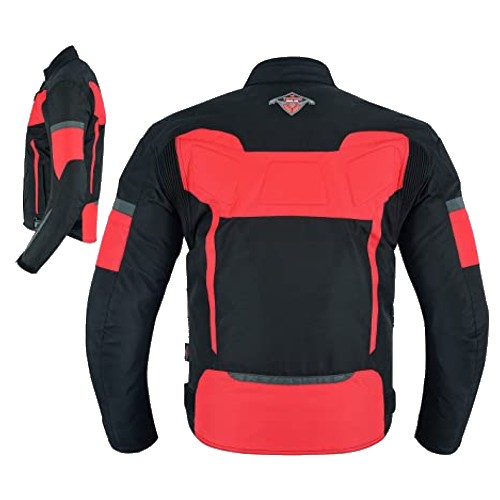 Men's Red Biker Waterproof Jacket With CE Armour (EN 1621-1) - Texpeed