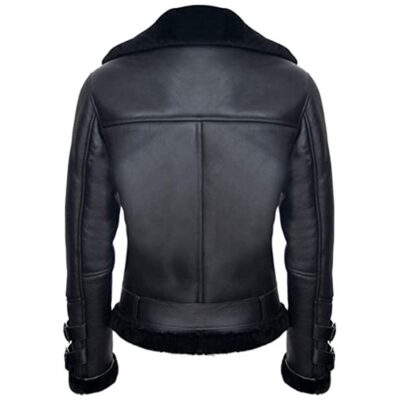 Men Retro RAF B3 Pilot Sheepskin Shearling Biker Leather Jackets