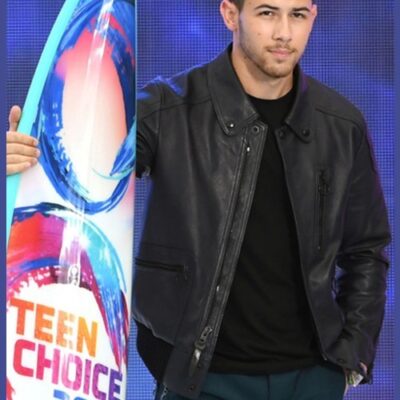 NICK JONAS FAUX BLACK LEATHER JACKET