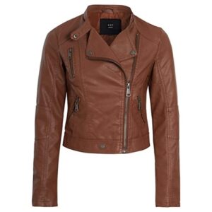 SS7 Women's Faux Leather Biker Jacket Fitted